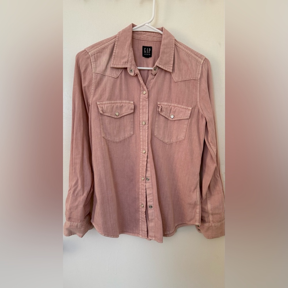 GAP Light Pink Denim Button Down Shirt